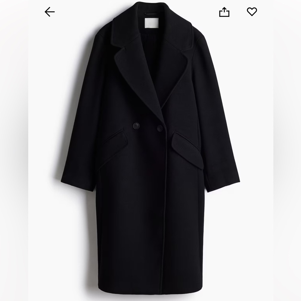 H&M Black Double-breasted Women's Coat